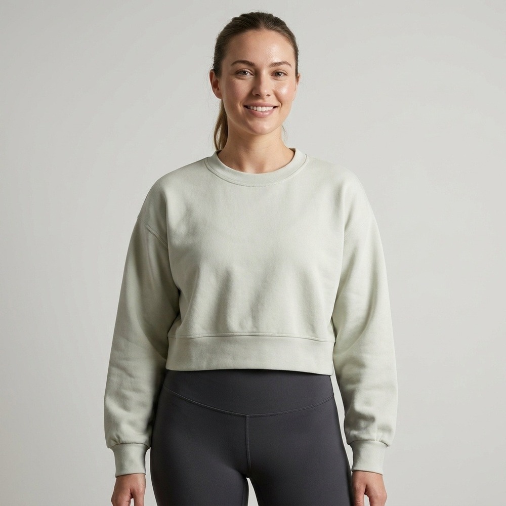 Lululemon Perfectly Oversized Cropped Crew Mint Green Pullover Sweatshirt Size 6